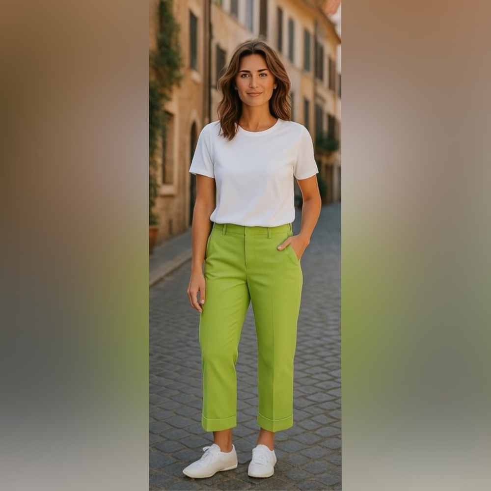 NWOT Suzette Green Cropped Pants